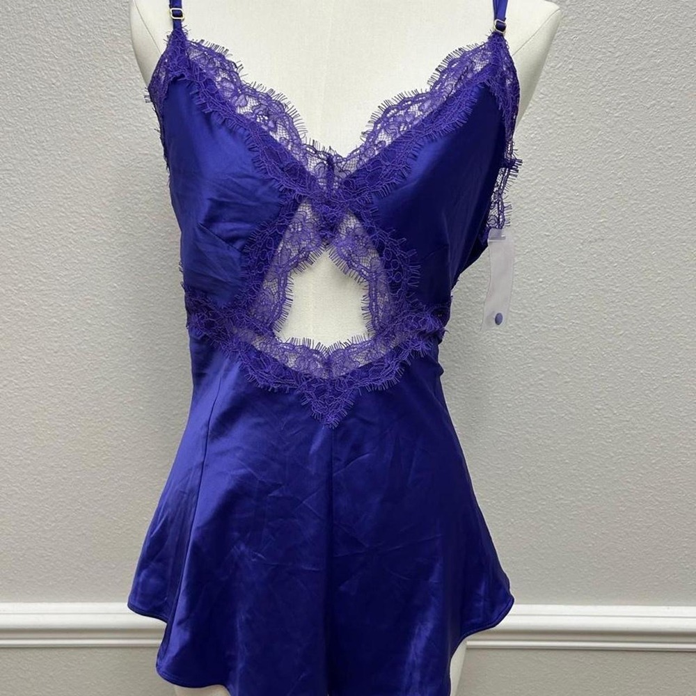 Victoria's Secret Purple satin lace playsuit with open back size XL